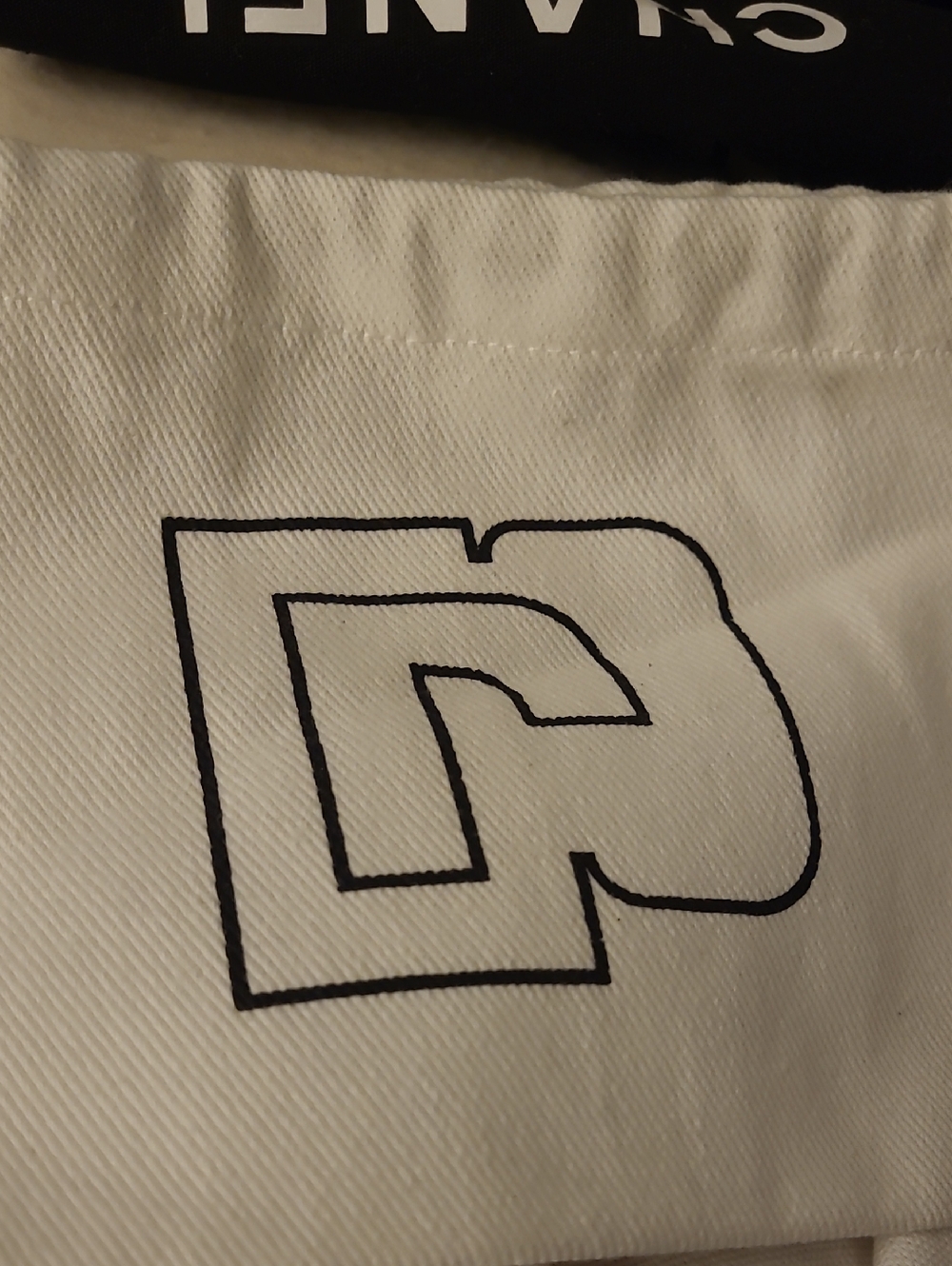 Paci Rabanne White Canvas Tote with Black Logo Print